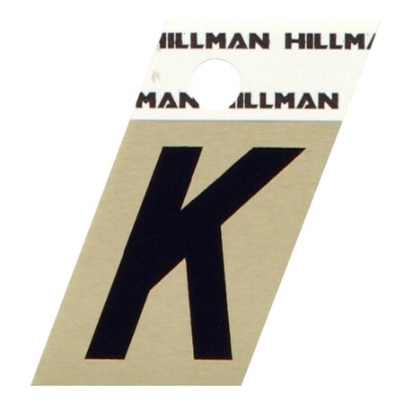 Hillman HILLMAN 1.5 in. Black Aluminum Self-Adhesive Letter K 1 pc, PK6 840514